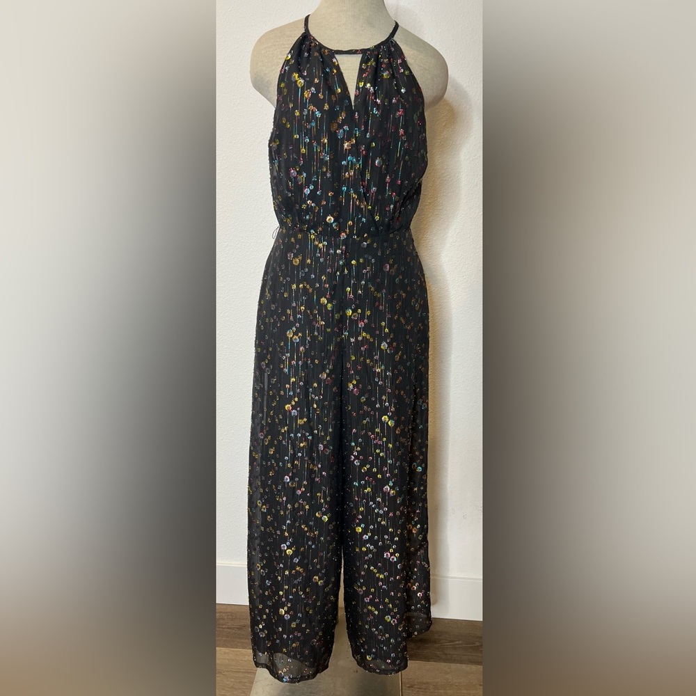 Eva Franco Edita Halter Metallic Dot Jumpsuit